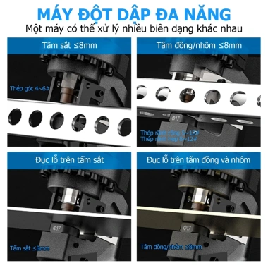 Máy đột thủy lực pin Lithium‑ion 2.200W 20T cầm tay - Đột lỗ thép góc 8mm mạnh mẽ