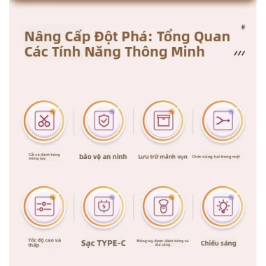 Máy Dũa Móng Điện Tự Động GlowNest 2 trong 1 - An toàn, êm ái, pin sạc, dùng cho lứa tuổi 7 Máy Dũa Móng Điện Tự Động GlowNest 2 trong 1 - An toàn, êm ái, pin sạc, dùng cho lứa tuổi 7
