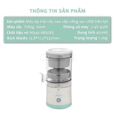 Máy Ép Cam Tự Động USB Đa Năng, Vắt Hoa Quả Tiện Lợi, Chất Lượng Cao - 266.000₫ 5