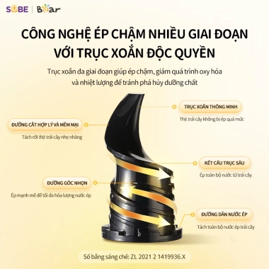 Máy ép chậm Bear 0,8L - Ép trái cây, rau củ, làm kem, giữ dinh dưỡng 1.990.000 VND 5 Máy ép chậm Bear 0,8L - Ép trái cây, rau củ, làm kem, giữ dinh dưỡng 1.990.000 VND 5