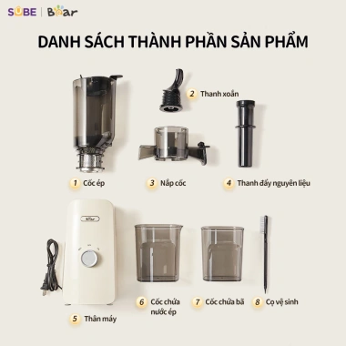 Máy ép chậm Bear 0,8L - Ép trái cây, rau củ, làm kem, giữ dinh dưỡng 1.990.000 VND 9 Máy ép chậm Bear 0,8L - Ép trái cây, rau củ, làm kem, giữ dinh dưỡng 1.990.000 VND 9