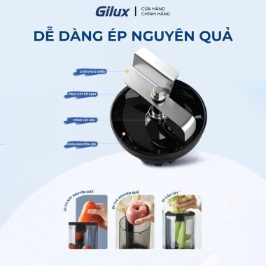 Máy ép chậm Gilux GLV95 - Ép nguyên quả kiệt bã, miệng lớn dưỡng chất, 1.649.000 VND 6 Máy ép chậm Gilux GLV95 - Ép nguyên quả kiệt bã, miệng lớn dưỡng chất, 1.649.000 VND 6