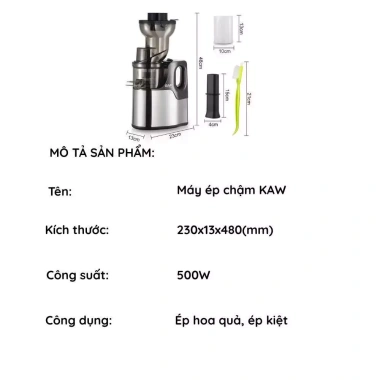 Máy Ép Chậm KAW Công Nghiệp: Công Suất Lớn, Cổng Nạp Rộng, Dễ Vệ Sinh, Giá 1.420.000 VND