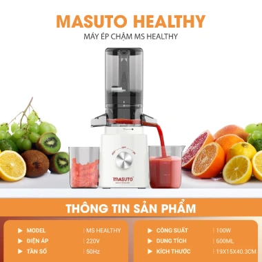 Máy ép chậm Masuto 1 tặng 1 - Ép trái cây nguyên quả, kiệt bã, giảm giá 1.399.000₫