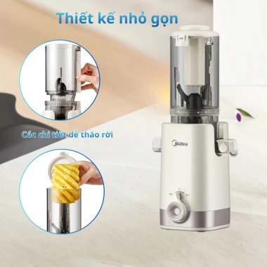 Máy Ép Chậm Midea MJC121S0BPWE Chính Hãng - Ép Trái Cây Rau Củ Kiệt Bã Giữ Dinh Dưỡng Giá 1,1 Triệu