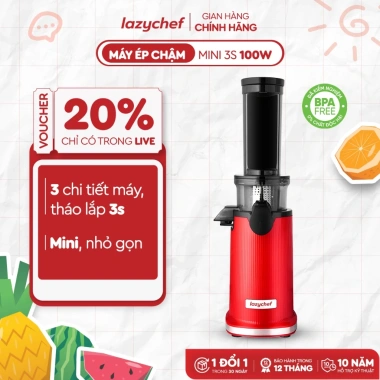 Máy ép chậm mini 3S Lazychef - Ép trái cây, làm kem hoa quả, tháo lắp 3s, công nghệ ép lạnh, chỉ 1.1tr