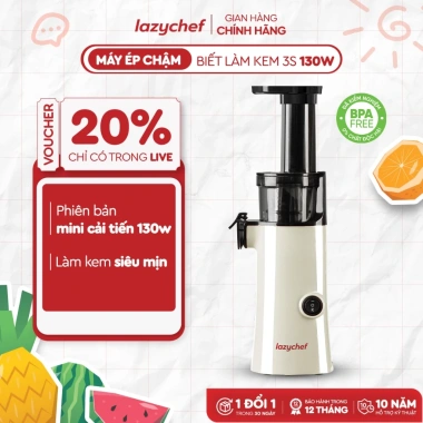 Máy ép chậm mini 3S Lazychef - Ép trái cây, làm kem hoa quả, tháo lắp 3s, công nghệ ép lạnh, chỉ 1.1tr