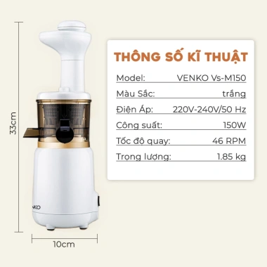 Máy Ép Chậm Mini Venko VS-M150 150W – Ép Trái Cây, Hoa Quả, Làm Kem, Kiệt Bã, Giá Ưu Đãi 750k