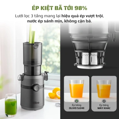 Máy Ép Chậm OLIVO SJ240 - Ép Trái Cây, Rau Củ 98% Bã, Cổ Rộng, Dễ Vệ Sinh, Kem Hoa Quả - 2,490,000 VND