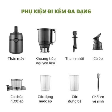 Máy Ép Chậm OLIVO SJ240 - Ép Trái Cây, Rau Củ 98% Bã, Cổ Rộng, Dễ Vệ Sinh, Kem Hoa Quả - 2,490,000 VND 7 Máy Ép Chậm OLIVO SJ240 - Ép Trái Cây, Rau Củ 98% Bã, Cổ Rộng, Dễ Vệ Sinh, Kem Hoa Quả - 2,490,000 VND 7