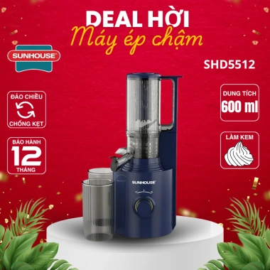 Máy ép chậm Sunhouse SHD5.512 250W - Công nghệ ép tươi thông minh, ép tối đa, giữ vitamin, giá 1.399.000₫