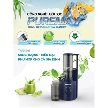 Máy ép chậm Sunhouse SHD5.512 250W - Công nghệ ép tươi thông minh, ép tối đa, giữ vitamin, giá 1.399.000₫