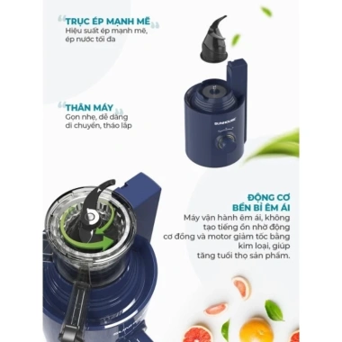 Máy ép chậm Sunhouse SHD5.512 250W - Công nghệ ép tươi thông minh, ép tối đa, giữ vitamin, giá 1.399.000₫