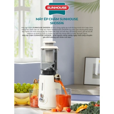 Máy ép chậm Sunhouse SHD5.516 150W - Làm kem trái cây, bảo hành 12t, giá 1.295.000₫