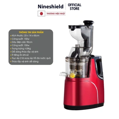 Máy ép chậm trái cây và sinh tố Nine Shield KBF8-B công nghệ Nhật Bản, bảo hành 12 tháng, giá ưu đãi 696k