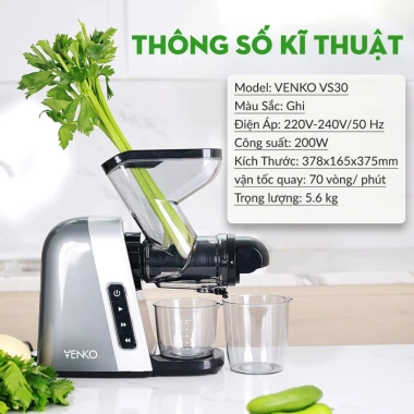 Máy ép chậm trục ngang Venko VS30 200W - Ép trái cây, rau củ không tiếng ồn, kiệt bã, giá 1.823.878₫