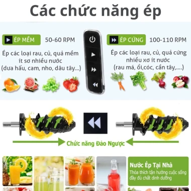 Máy Ép Chậm Trục Ngang Venko VS30 Giữ 95% Nước, Ép Kiệt Bã 7 Đoạn, Giá 1.88 triệu