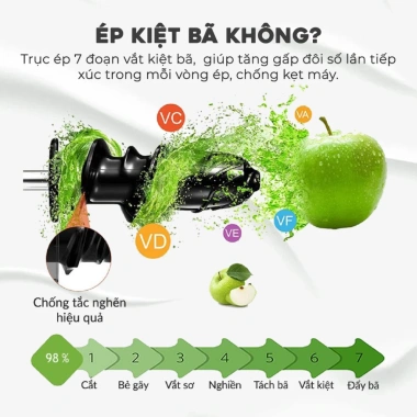 Máy Ép Chậm Trục Ngang Venko VS30 Giữ 95% Nước, Ép Kiệt Bã 7 Đoạn, Giá 1.88 triệu