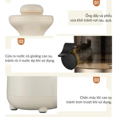 Máy ép chậm Venko VS-M150 - ép trái cây, rau củ, làm kem & sữa hạt, kèm cốc, chổi 5 Máy ép chậm Venko VS-M150 - ép trái cây, rau củ, làm kem & sữa hạt, kèm cốc, chổi 5