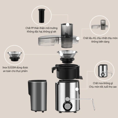 Máy Ép Đa Năng – Ép Trái Cây và Rau Củ Tốc Độ Cao, Điều Chỉnh, Bảo Hành 24 Tháng