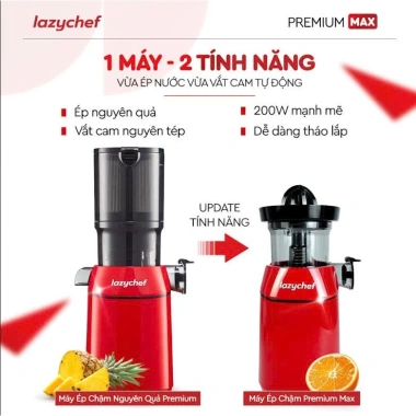 Máy ép hoa quả Premium Lazychef LC04ME DTPA 200W - Ép nguyên quả, tháo lắp 3 giây, làm kem tiện lợi, giảm giá 16