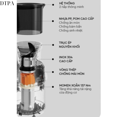Máy ép hoa quả Premium Lazychef LC04ME DTPA 200W - Ép nguyên quả, tháo lắp 3 giây, làm kem tiện lợi, giảm giá 16