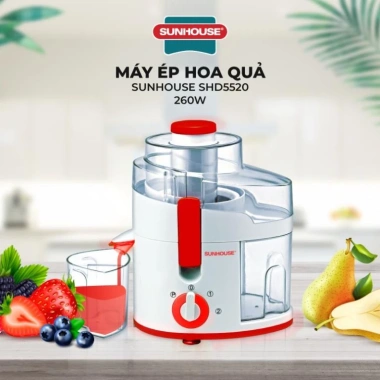 Máy ép hoa quả SUNHOUSE SHD5.520 260W - Lưới lọc lớn, lọc 2 lần, giá chỉ 875.000 VND