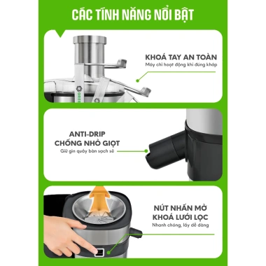 Máy ép nhanh trái cây GREENMIX GM-100 1.000W, miệng 75mm - giá ưu đãi 1.45 triệu