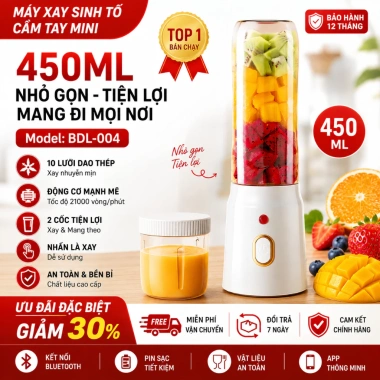 Máy ép trái cây cầm tay nhỏ gọn, sạc lại, đa năng nghiền đá 312.737 VND