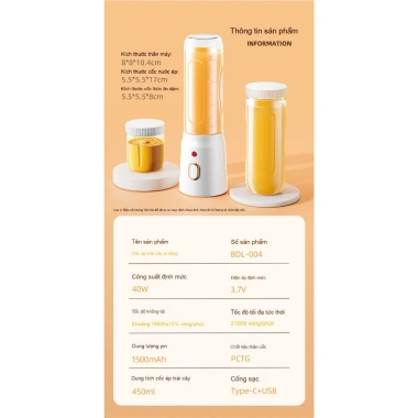 Máy ép trái cây cầm tay nhỏ gọn, sạc lại, đa năng nghiền đá 312.737 VND