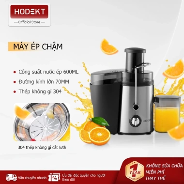 Máy ép trái cây chậm đa chức năng HODEKT 400W 600ml – Ép lá nguyên hạt, giá ưu đãi 569.000₫