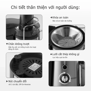 Máy ép trái cây chậm đa chức năng HODEKT 400W 600ml – Ép lá nguyên hạt, giá ưu đãi 569.000₫ 8 Máy ép trái cây chậm đa chức năng HODEKT 400W 600ml – Ép lá nguyên hạt, giá ưu đãi 569.000₫ 8