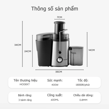 Máy ép trái cây chậm đa chức năng HODEKT 400W 600ml – Ép lá nguyên hạt, giá ưu đãi 569.000₫ 9 Máy ép trái cây chậm đa chức năng HODEKT 400W 600ml – Ép lá nguyên hạt, giá ưu đãi 569.000₫ 9