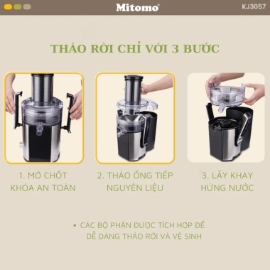 Máy ép trái cây công nghiệp Mitomo KJ-3.057 1.000W - Chuyên dụng quán nước ép, hàng chính hãng, giá ưu đãi 2.195.000 VND