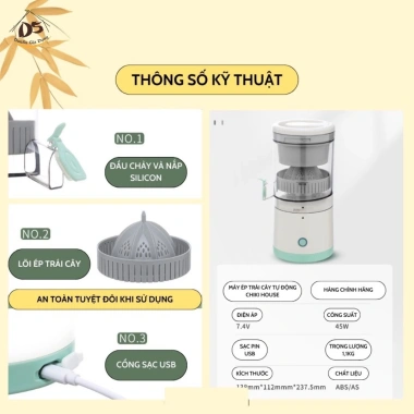 Máy ép trái cây đa năng AnHome không dây, tự động vắt cam chanh, sạc USB, chất lượng cao - Giá 205.000 VNĐ 5