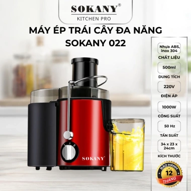 Máy ép trái cây nguyên hạt Sokany 022 500ml 1.000W siêu mạnh, bảo hành 12 tháng, chỉ 649.000₫