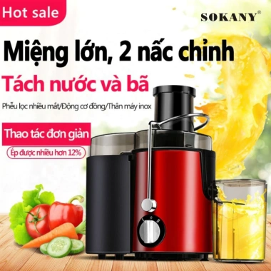 Máy ép trái cây nguyên hạt Sokany 022 500ml 1.000W siêu mạnh, bảo hành 12 tháng, chỉ 649.000₫