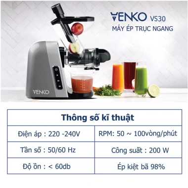 Máy ép trái cây Venko trục ngang công suất mạnh - Giữ 98% dưỡng chất vitamin, giảm giá 15% chỉ 1.890.000₫ 5