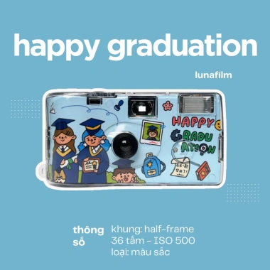 Máy film một lần 36 tấm ảnh màu Halfframe Happy Graduation Xanh Dương ISO 400 - Giá chỉ 495.000 VND