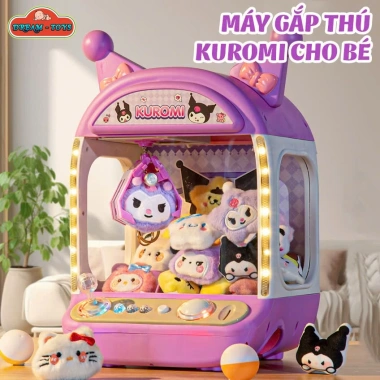 Máy Gắp Thú Bông Kuromi & Melody Kích Thước Lớn, Có Nhạc Đèn Bắt Mắt, Kèm Gấu Bóng Xu - Quà Tặng Ý Nghĩa Cho Bé