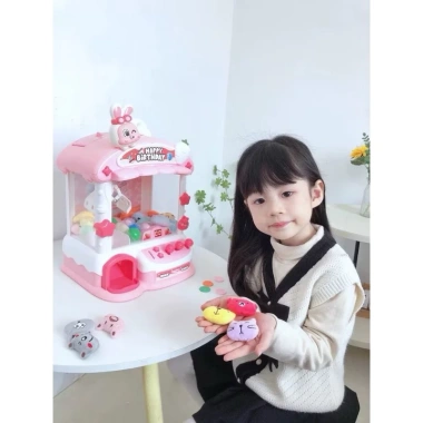 Máy gắp thú bông size đại có nhạc, đèn, kèm xu, bóng, gấu bông - Quà tặng bé
