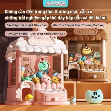 Máy Gắp Thú Vui Nhộn AYYKX - Giải Trí Nhạc Đèn, Gắp Thú Bông, Quà Tặng Trẻ Em