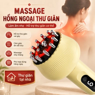 Máy giác hơi cầm tay bản nâng cấp 8 đầu massage, mát xa hồng ngoại, cạo gió kèm tặng tinh dầu - Giá 259.000₫