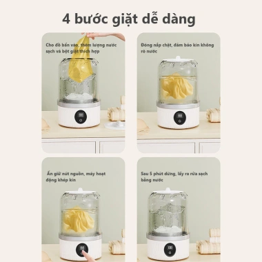 Máy Giặt 2in1 iiko - Giặt Đồ Lót và Đồ Bé, 2 Chế Độ Tự Động, Gấp Gọn Du lịch