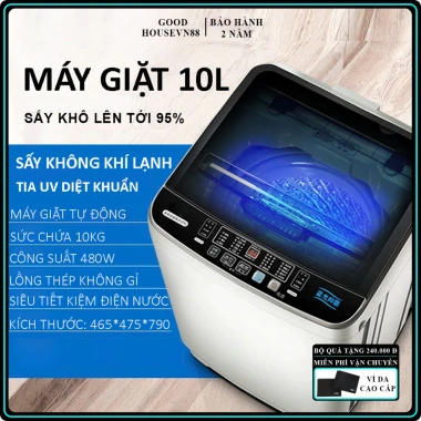Máy giặt mini 10L tự động 10 chế độ – vắt, sấy, khử khuẩn, tiết kiệm điện nước, bảo hành 3 năm – chỉ 3,250,000₫