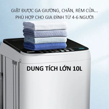 Máy giặt mini 10L tự động 10 chế độ – vắt, sấy, khử khuẩn, tiết kiệm điện nước, bảo hành 3 năm – chỉ 3,250,000₫