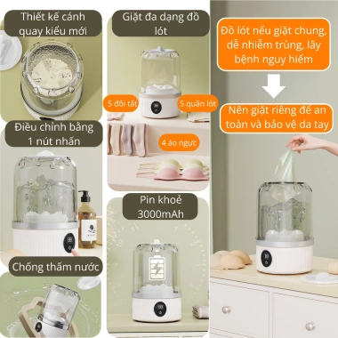 Máy giặt mini 2 chế độ tự động, gấp gọn tiện lợi, giặt đồ lót và quần áo bé, chỉ 275k