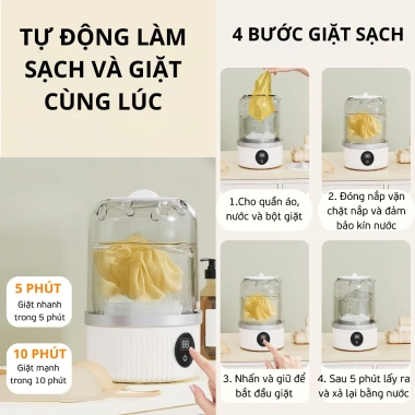 Máy giặt mini 2 chế độ tự động, gấp gọn tiện lợi, giặt đồ lót và quần áo bé, chỉ 275k