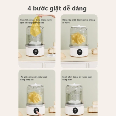 Máy giặt mini 2in1 iiko – giặt đồ lót & đồ bé, 2 chế độ tự động, gấp gọn du lịch, giá 268.000₫