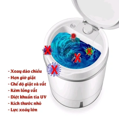 Máy Giặt Mini 4.5kg UV Tiêu Diệt Khuẩn, Xoáy Cực Mạnh, Tự Vắt Khô Đồ Lót Em Bé 7